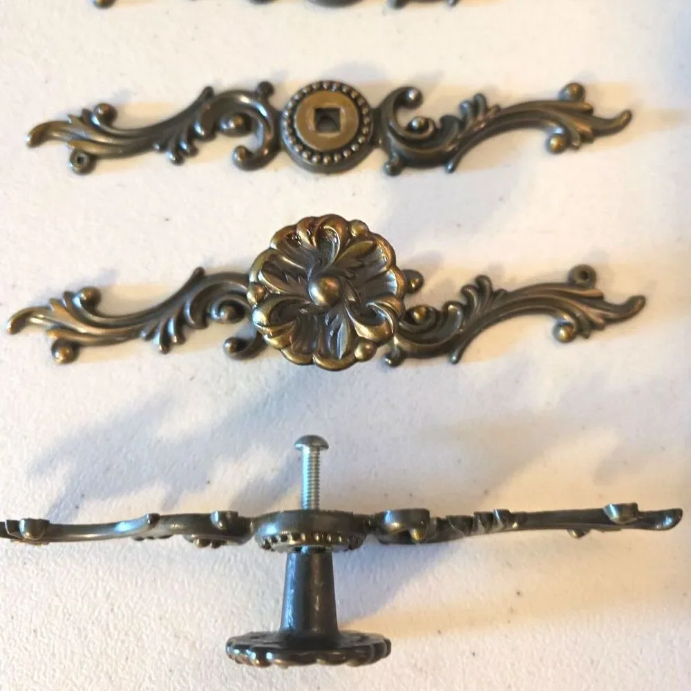 Set Of 4 Grandfather Clock Style Door Drawer Handle Pull Ornate